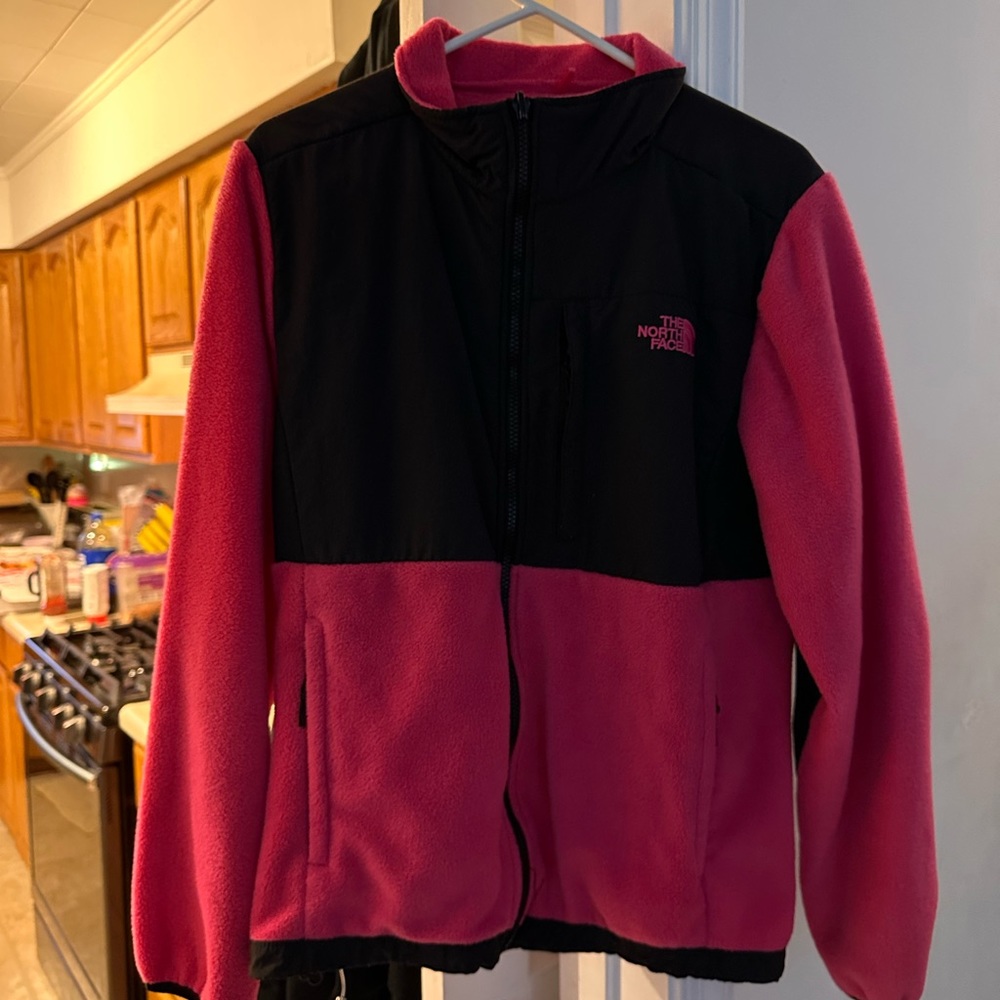 Pink and black North face Denali jacket